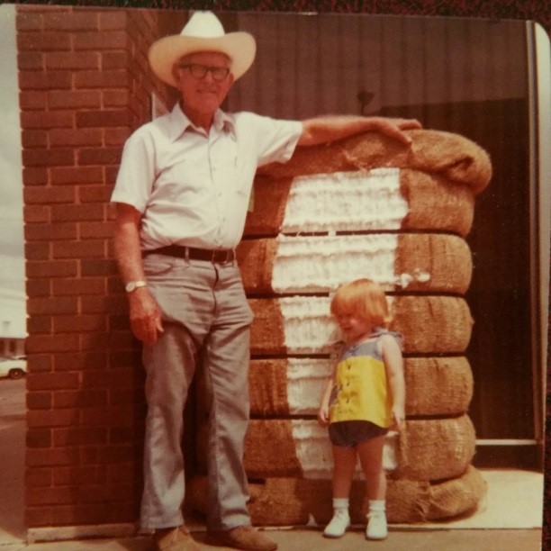 Ellen and her great-grandfather JB Peel at the BoxBar ranch in Hearne, Texas.